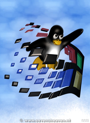 Penguin smashing windows